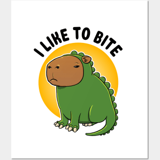 I like to bite Capybara Dinosaur Posters and Art